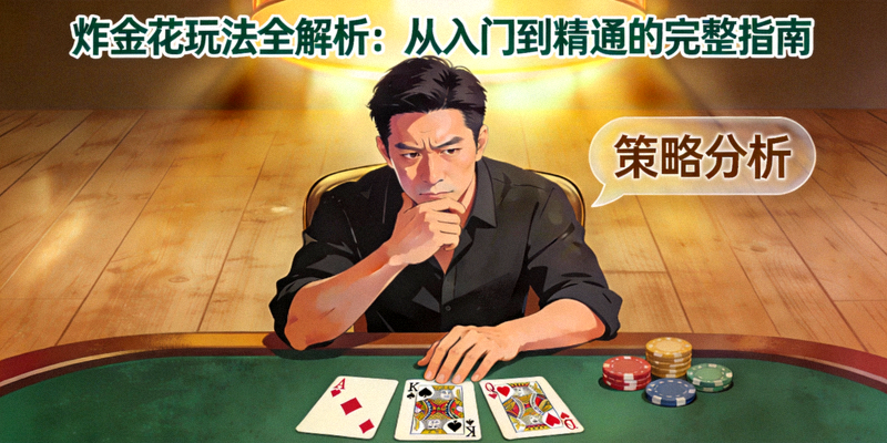 炸金花玩法全解析：从入门到精通的完整指南文章封面图，展示玩家正在思考扑克牌策略