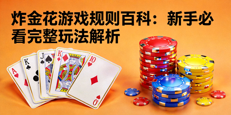 炸金花游戏规则百科：新手必看完整玩法解析文章封面图，展示扑克牌与筹码