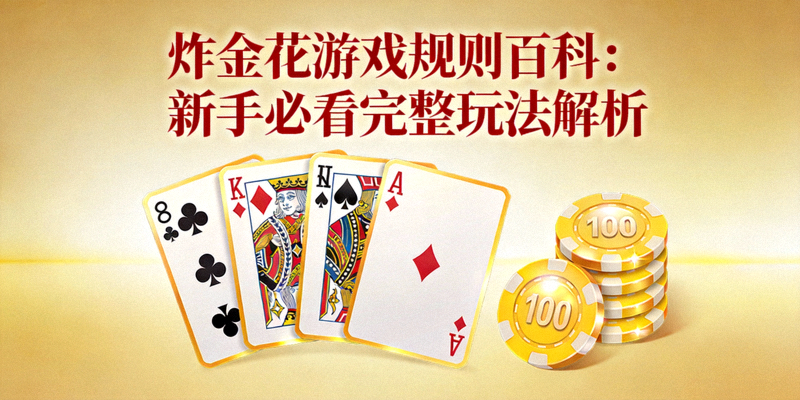 炸金花游戏规则百科：新手必看完整玩法解析文章封面图，展示扑克牌与筹码