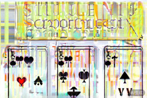 扑克牌牌型示意图：由不同花色的8、9、10组成的顺子牌型