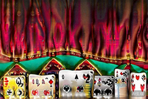 炸金花顺金牌型示例图，展示同花色的Q、K、A三张连续扑克牌