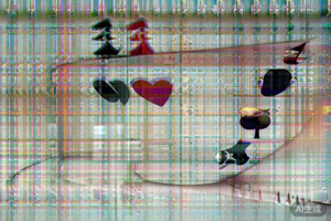 展示三张点数均为A的扑克牌，分别是红桃A、黑桃A和方块A