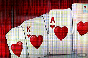 红心Q、红心K、红心A组成的顺金牌型示例图
