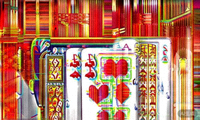炸金花金花牌型示例：三张同花色的牌，如红桃J、9、3